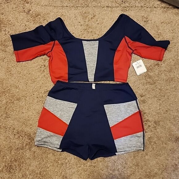 NWT Free People Colorblock Deepest Blue Combo-S - Picture 1 of 10